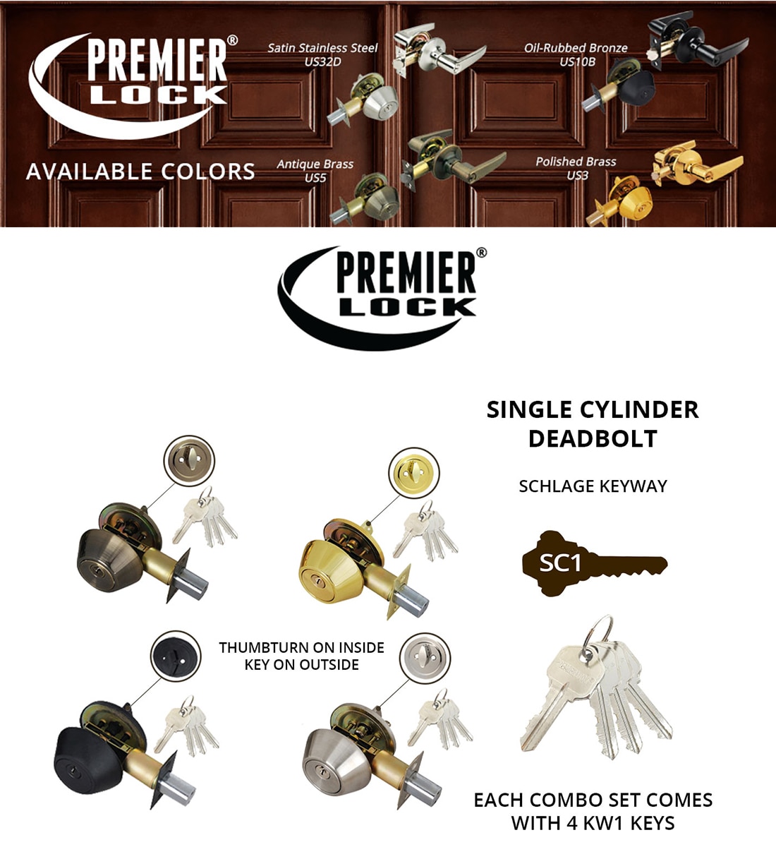 Premier Lock HeavyDuty Satin Chrome Grade 2 Switch Style Entry